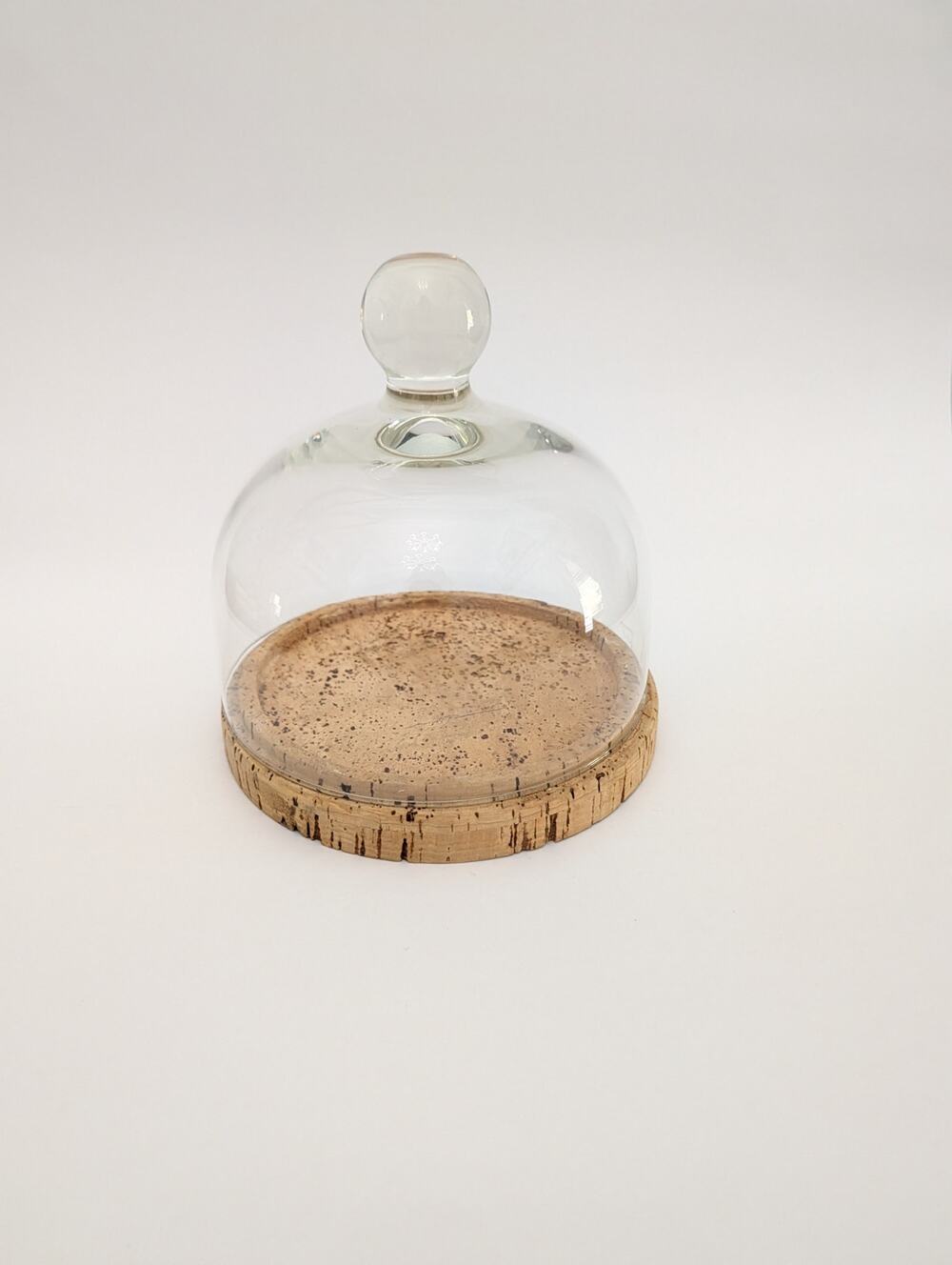 Glass Cloche Display Dome with Cork Base - 6.9" Bell Jar Display Pastry Cheese